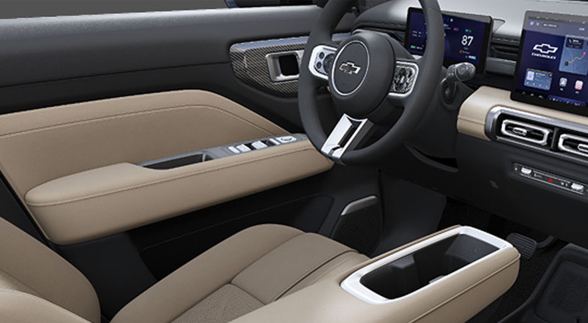 Interior beige de Chevrolet Spark EUV